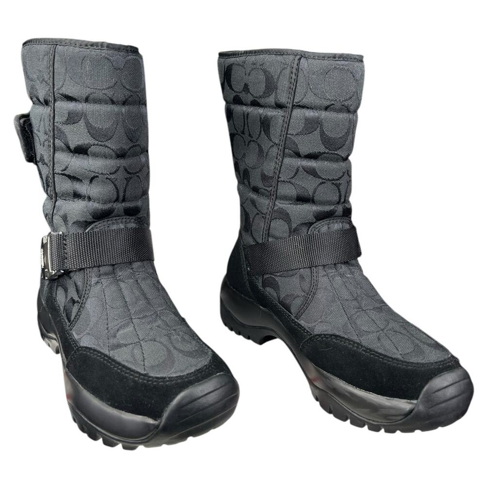 Coach Women’s Sharron Black Monogram Vibram Winter Boot Size US 6.5 - Picture 5 of 12